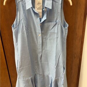 Amazing Sleeveless Light Blue Button-Up Dress medium